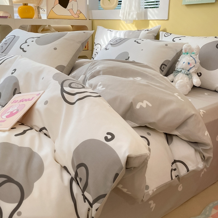 91家纺网 家纺一手货源 找家纺 雅居纺 2023新款全棉13070小清新四件套 潮流兔