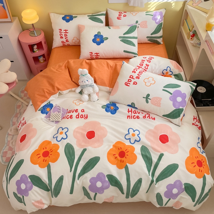 91家纺网 家纺一手货源 找家纺 雅居纺 2023新款全棉13070小清新四件套 繁花里