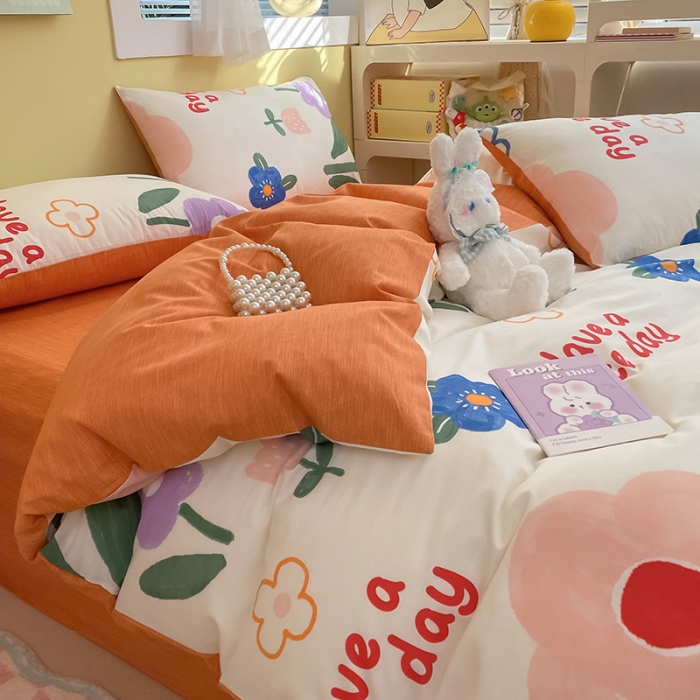 91家纺网 家纺一手货源 找家纺 雅居纺 2023新款全棉13070小清新四件套 繁花里