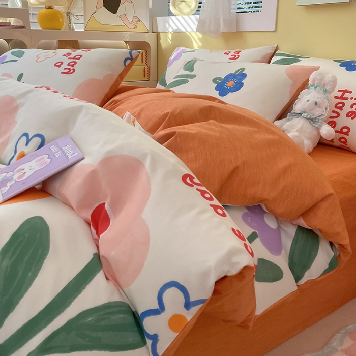 91家纺网 家纺一手货源 找家纺 雅居纺 2023新款全棉13070小清新四件套 繁花里