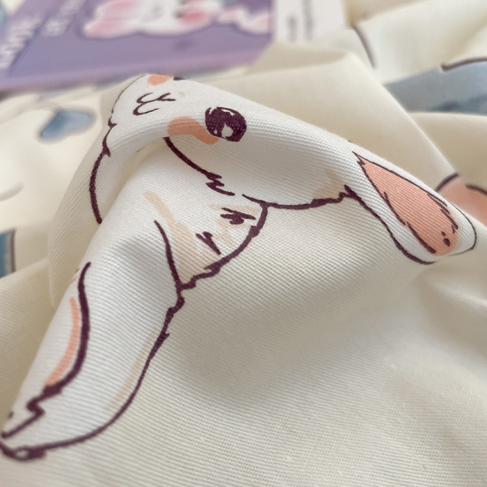 91家纺网 家纺一手货源 找家纺 雅居纺 2023新款全棉13070小清新四件套 兰兰兔