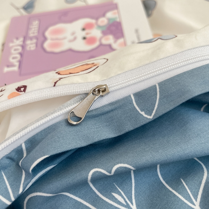 91家纺网 家纺一手货源 找家纺 雅居纺 2023新款全棉13070小清新四件套 兰兰兔