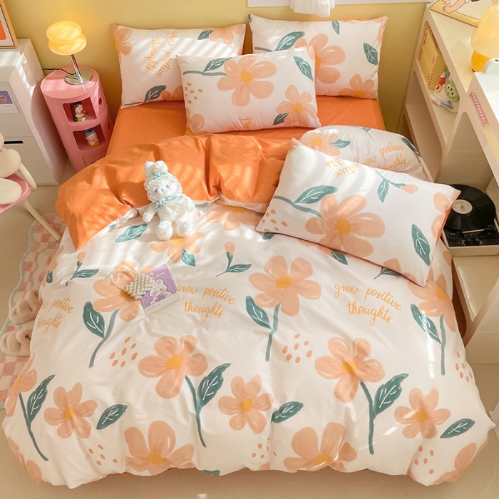 91家纺网 家纺一手货源 找家纺 雅居纺 2023新款全棉13070小清新四件套 浪漫花语