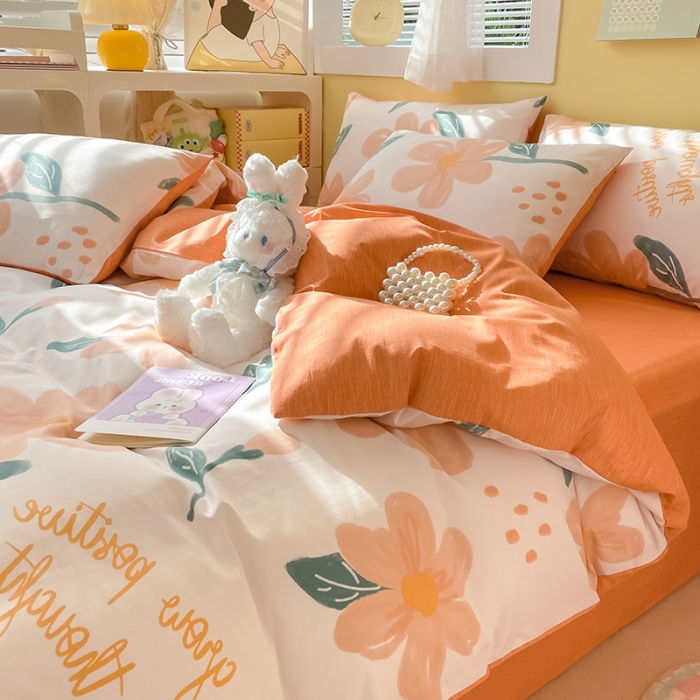 91家纺网 家纺一手货源 找家纺 雅居纺 2023新款全棉13070小清新四件套 浪漫花语