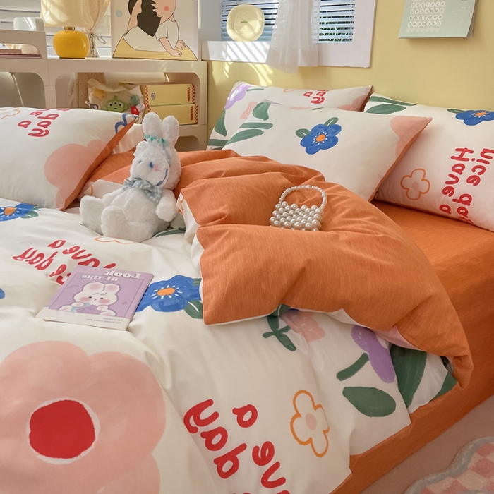 91家纺网 家纺一手货源 找家纺 雅居纺 2023新款全棉13070小清新四件套 繁花里