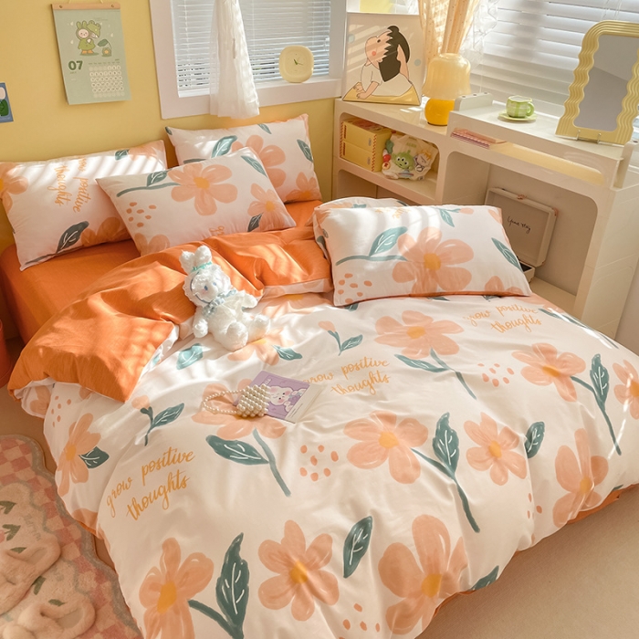 91家纺网 家纺一手货源 找家纺 雅居纺 2023新款全棉13070小清新四件套 浪漫花语