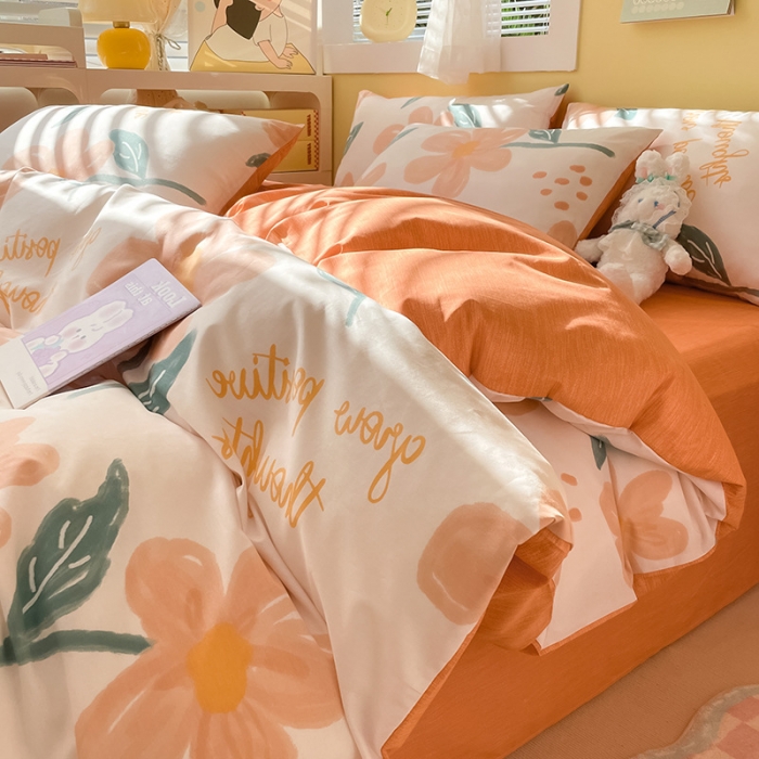 91家纺网 家纺一手货源 找家纺 雅居纺 2023新款全棉13070小清新四件套 浪漫花语