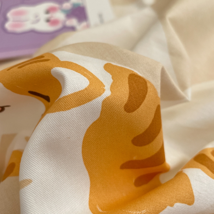 91家纺网 家纺一手货源 找家纺 雅居纺 2023新款全棉13070小清新四件套 菱格猫