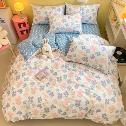 雅居纺 2023新款全棉13070小清新四件套 小花兔