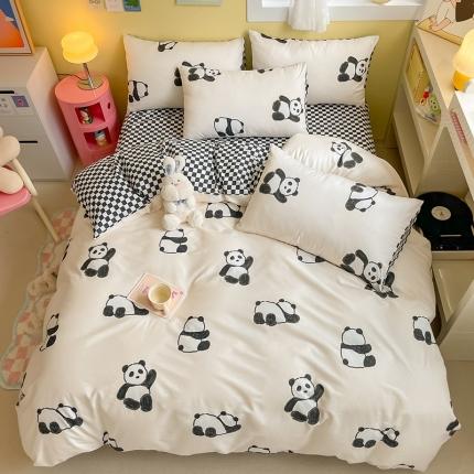 雅居纺 2023新款全棉13070小清新四件套 熊猫