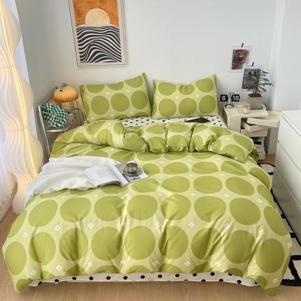 雅居纺 2023新款全棉13070小清新四件套 圆点绿