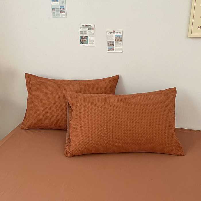 91家纺网 家纺一手货源 找家纺 雅居纺 2023新款全棉华夫格四件套 华夫格焦糖