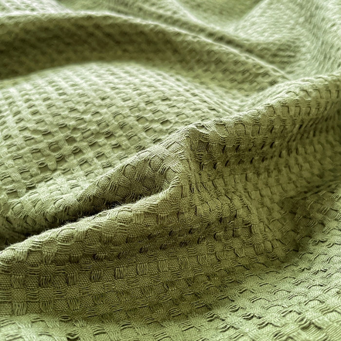 91家纺网 家纺一手货源 找家纺 雅居纺 2023新款全棉华夫格四件套 华夫格深绿