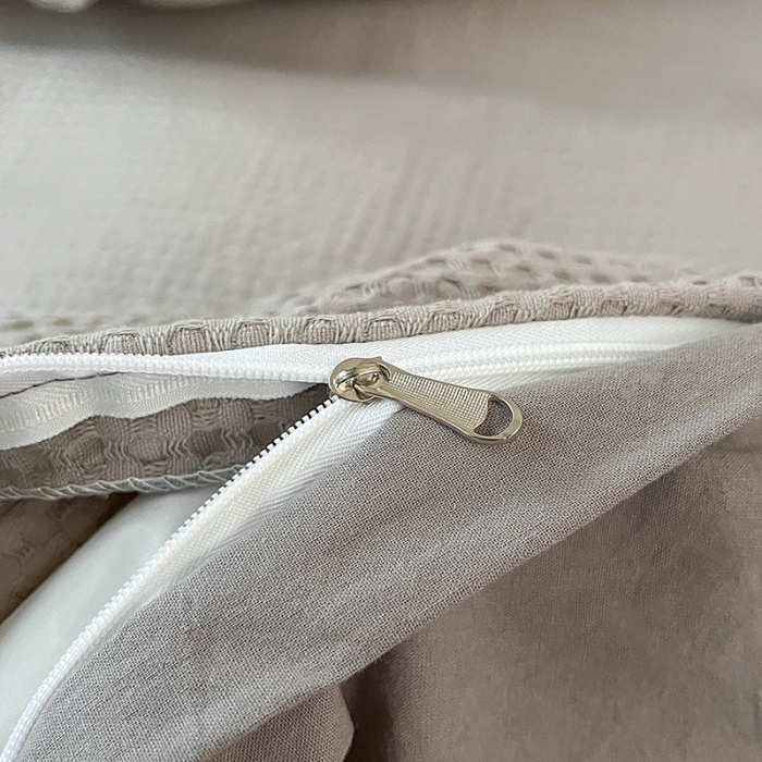 91家纺网 家纺一手货源 找家纺 雅居纺 2023新款全棉华夫格四件套 华夫格月灰