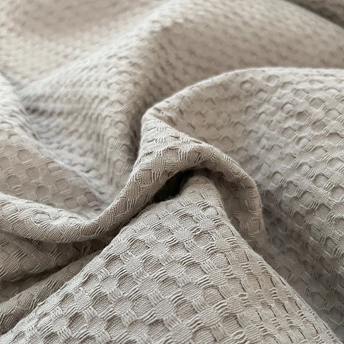 91家纺网 家纺一手货源 找家纺 雅居纺 2023新款全棉华夫格四件套 华夫格月灰