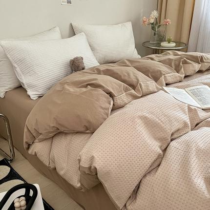 雅居纺 2023新款全棉华夫格单品被套 华夫格米驼