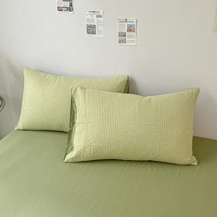 雅居纺 2023新款全棉华夫格单品枕套 华夫格果绿
