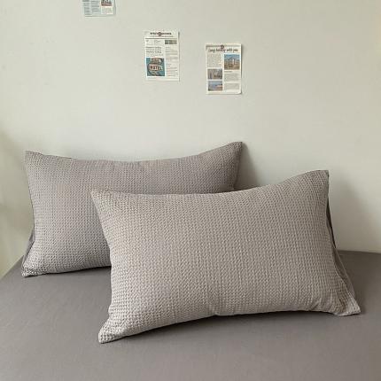 雅居纺 2023新款全棉华夫格单品枕套 华夫格月灰