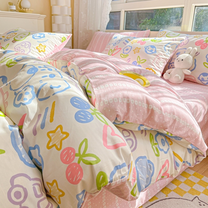 91家纺网 家纺一手货源 找家纺 曼之夏 （上新）2023春夏新款全棉印花四件套 彩笔成梦