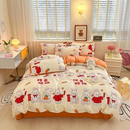 91家纺网 家纺一手货源 找家纺 (总) 蓝邻 2023新款全棉印花萌趣系列四件套