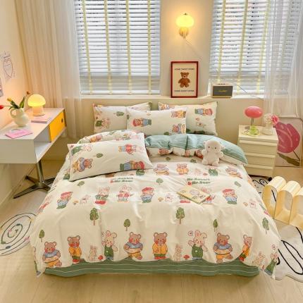 91家纺网 家纺一手货源 找家纺 (总) 蓝邻 2023新款全棉印花萌趣系列四件套