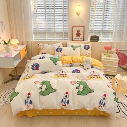 91家纺网 家纺一手货源 找家纺 (总) 蓝邻 2023新款全棉印花萌趣系列四件套