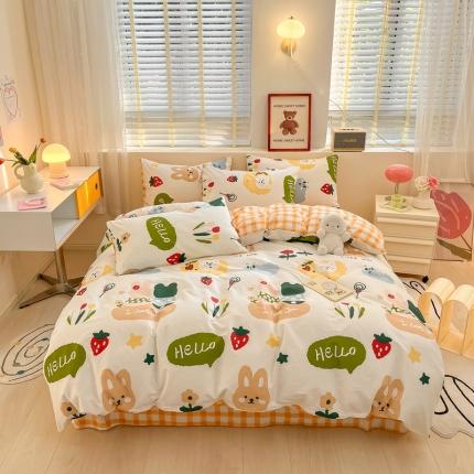 91家纺网 家纺一手货源 找家纺 (总) 蓝邻 2023新款全棉印花萌趣系列四件套