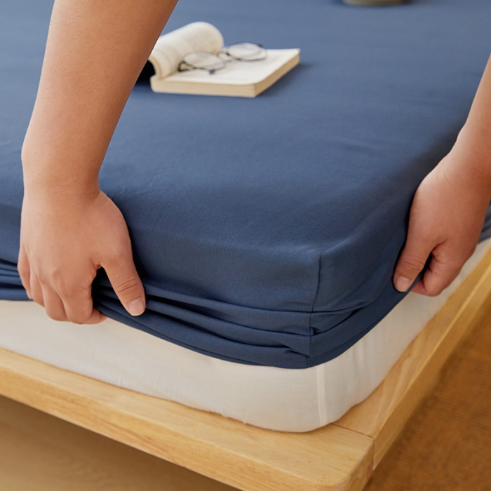 91家纺网 家纺一手货源 找家纺 思诺羽 2024新款亲肤纯色无印风床笠(所有尺寸均可定制) 宾利蓝