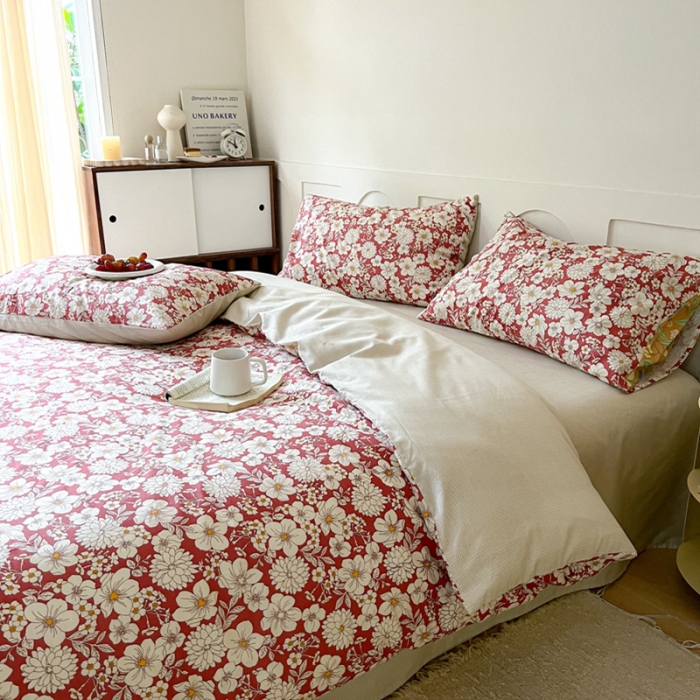 91家纺网 家纺一手货源 找家纺 希文 2023新款全棉13372印花四件套 晚风告白系列 娇艳