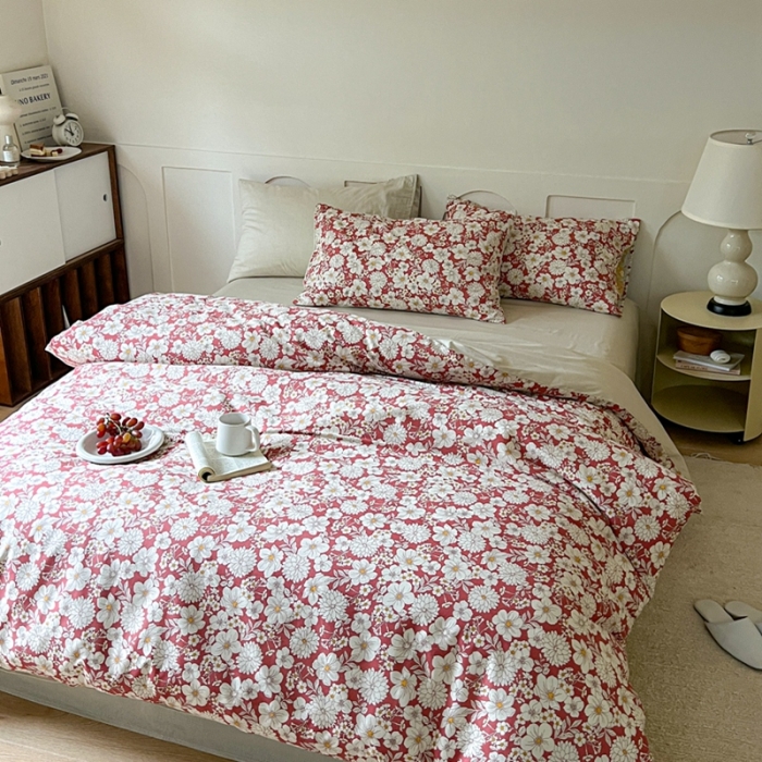 91家纺网 家纺一手货源 找家纺 希文 2023新款全棉13372印花四件套 晚风告白系列 娇艳