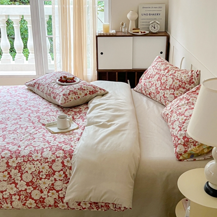 91家纺网 家纺一手货源 找家纺 希文 2023新款全棉13372印花四件套 晚风告白系列 娇艳