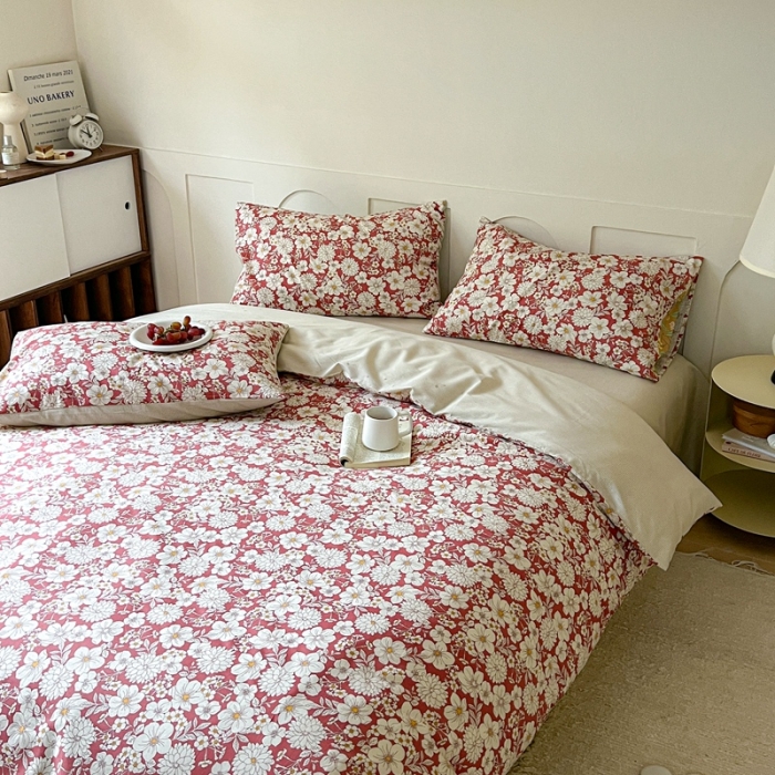 91家纺网 家纺一手货源 找家纺 希文 2023新款全棉13372印花四件套 晚风告白系列 娇艳