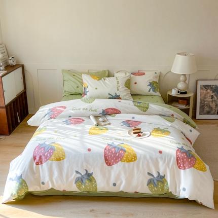 希文 2023新款全棉13372印花四件套 晚风告白系列 彩色草莓