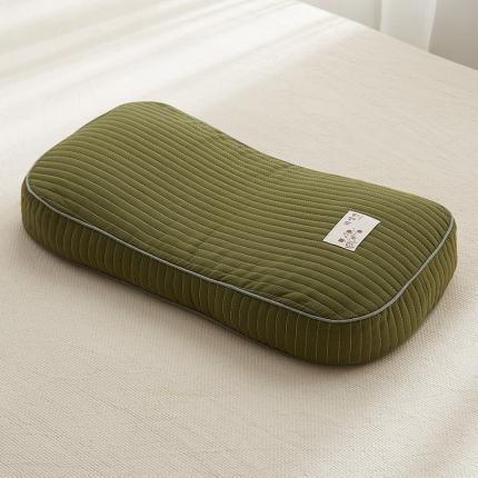 乐可 2023新款全棉砂洗面包荞麦枕头枕芯 森林绿28*55cm