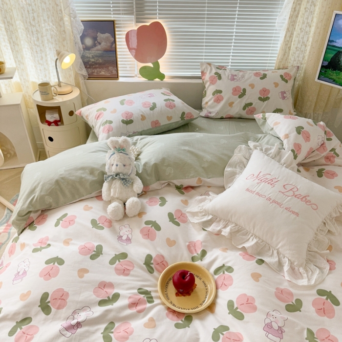 91家纺网 家纺一手货源 找家纺 （总）昔可 2023新款全棉少女心系列四件套