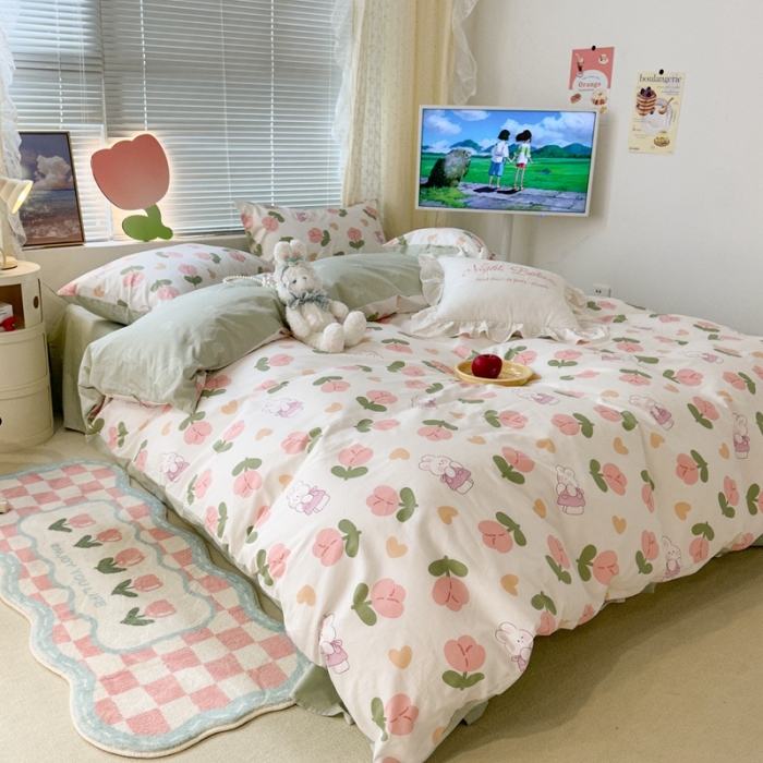 91家纺网 家纺一手货源 找家纺 （总）昔可 2023新款全棉少女心系列四件套