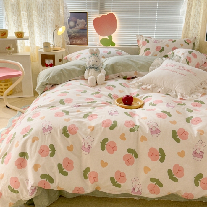 91家纺网 家纺一手货源 找家纺 （总）昔可 2023新款全棉少女心系列四件套