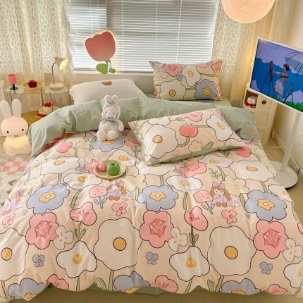 昔可 2023新款全棉少女心系列四件套 花丛女孩