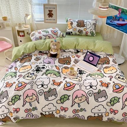 91家纺网 家纺一手货源 找家纺 昔可 2023新款全棉四件套 萌物星球