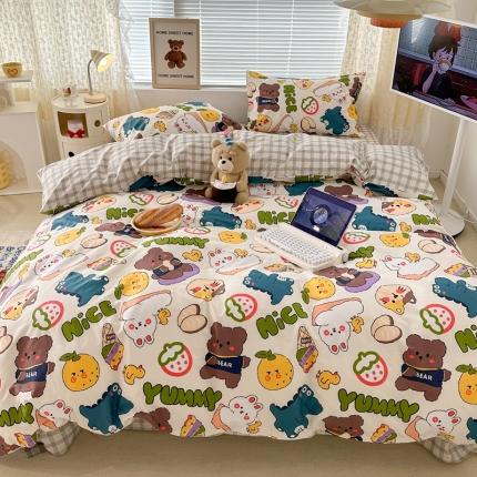 91家纺网 家纺一手货源 找家纺 昔可 2023新款全棉四件套 熊熊乐园