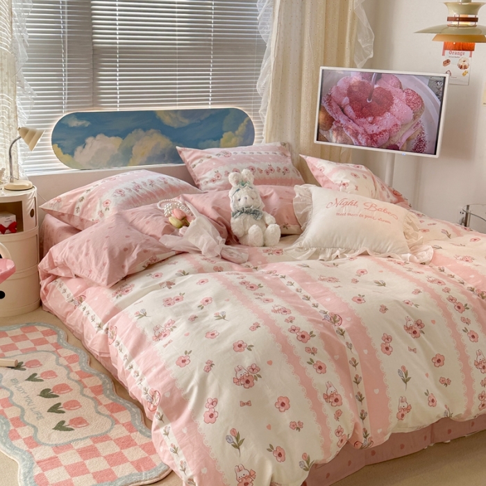 91家纺网 家纺一手货源 找家纺 昔可 2023新款全棉四件套 安妮小兔