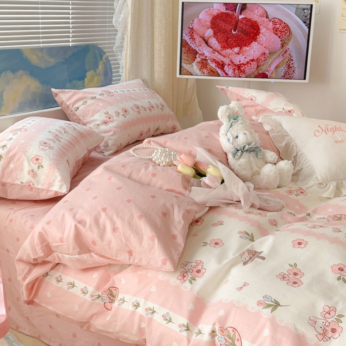 91家纺网 家纺一手货源 找家纺 昔可 2023新款全棉四件套 安妮小兔