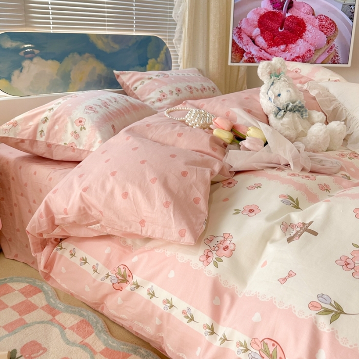 91家纺网 家纺一手货源 找家纺 昔可 2023新款全棉四件套 安妮小兔