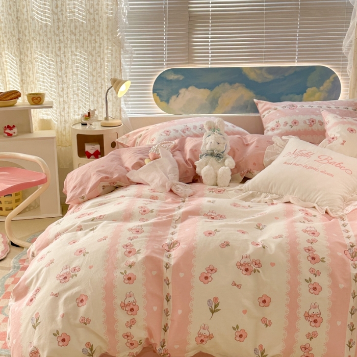 91家纺网 家纺一手货源 找家纺 昔可 2023新款全棉四件套 安妮小兔