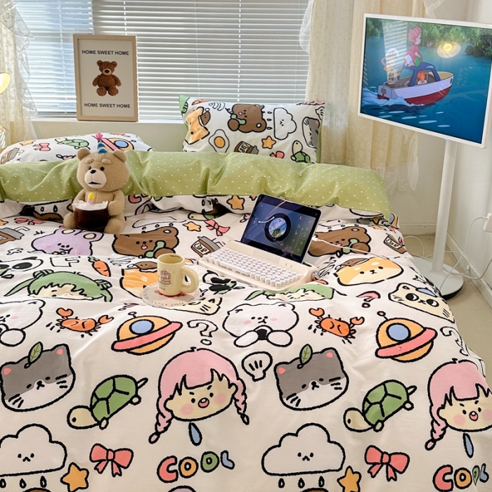 91家纺网 家纺一手货源 找家纺 昔可 2023新款全棉四件套 萌物星球