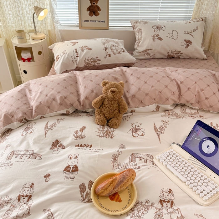 91家纺网 家纺一手货源 找家纺 昔可 2023新款全棉四件套 童话公主