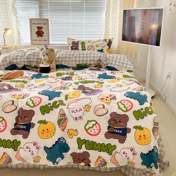 91家纺网 家纺一手货源 找家纺 昔可 2023新款全棉四件套 熊熊乐园