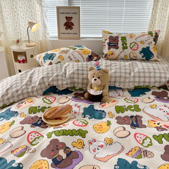 91家纺网 家纺一手货源 找家纺 昔可 2023新款全棉四件套 熊熊乐园