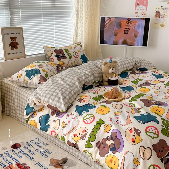 91家纺网 家纺一手货源 找家纺 昔可 2023新款全棉四件套 熊熊乐园