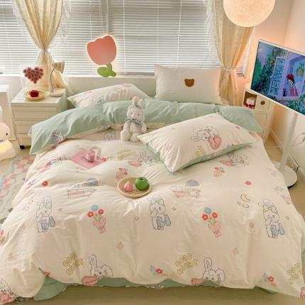 91家纺网 家纺一手货源 找家纺 昔可 2023新款全棉二次元卡通系列四件套 泡芙兔小姐的一天